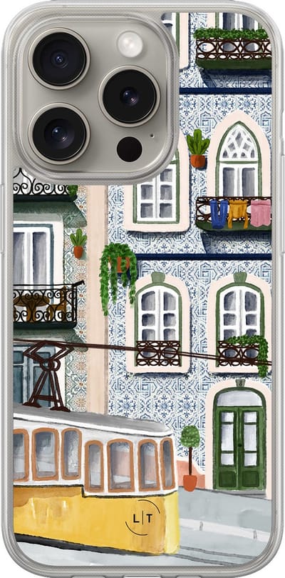 Hoesje geschikt voor iPhone 15 Pro Max - Lissabon - 2in1 backcover - Print / Illustratie - Multi - Leuke Telefoonhoesjes