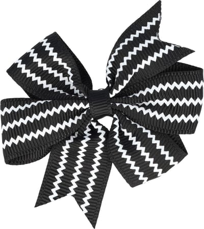 Haarsoires Haarspeld Duckklem 6,5cm – Strik van Stof – Streepprint – Zwart Wit - Sterke Haarclip voor Styling & Dagelijks Gebruik - Hair Clip - Decoratieve Haaraccessoire