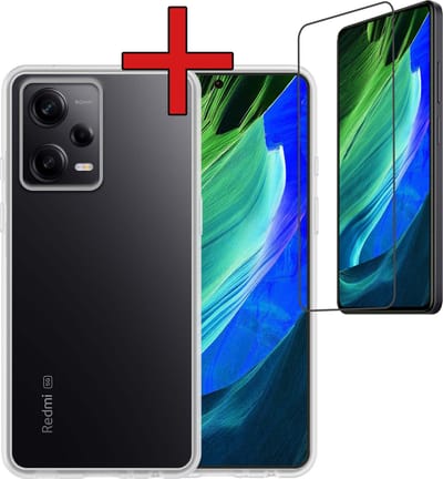 Hoesje - Met Screenprotector - Geschikt voor Xiaomi Redmi Note 12 Pro+ - Sterk & Shockproof - Telefoon Hoes - Back Cover - Siliconen Case - Telefoonhoes - Transparant