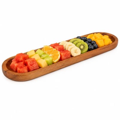 Houten Serveerplank Langwerpig – Multifunctioneel Houten Dienblad voor Hapjes, Fruit, Kaas, Sushi, Desserts en Charcuterie – Decoratieve Serveerschaal voor Feesten en Gastvrijheid