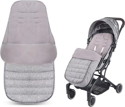 SnelShoppen - Universele premium kinderwagen voetenzak waterdicht winddicht Cosy Toes fleece voering grijs voor kinderwagen buggy perfect voor buiteng