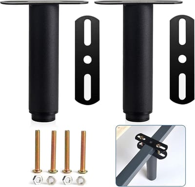 Famanu - 2 stuks Verstelbare metalen poten, uittrekbaar, robuust, voor kast, bank, bed, reserveframe (17,8 cm tot 33 cm) (zwart)