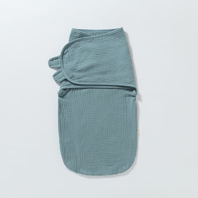 Babywikkeldoek, pasgeboren deken, gemaakt van ademend biologisch katoen, verstelbare, loszittende babywikkeldoek (donkergroen - S)