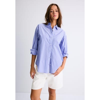 Stradivarius Regular fit popeline overhemd met verstelbare taille  Hemelsblauw XS