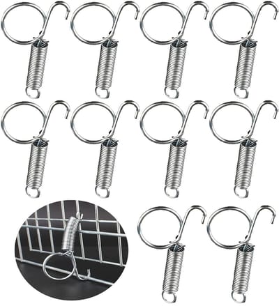 Dailygoods- Hondenkooi - 10 Stuks Veerhaken - Bevestiging voor Huisdieren - Duurzaam Metaal - Deur voor Knaagdieren - Geschikt voor Konijnen - Huisdierkooi