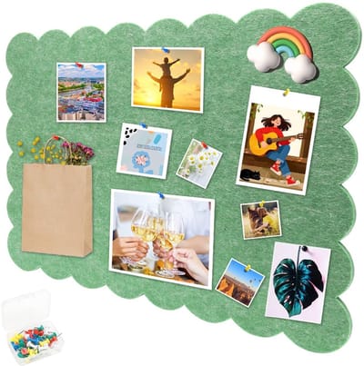 bord, groot vilten prikbord, zelfklevend, decoratief prikbord van vilt, 0,9 cm dik, opvouwbaar fotobord, memoborden, memoborden, bulletin board, wanddecoratie voor kantoor, keuken, grasgroen