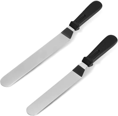 JHUBERS- Glazuurspatel set van 2 - Professionele schuine spatels - Roestvrijstalen messen 15,2 cm - Verdikt suikerglazuurmes - Perfect voor taarten en gebak - Taartspatel