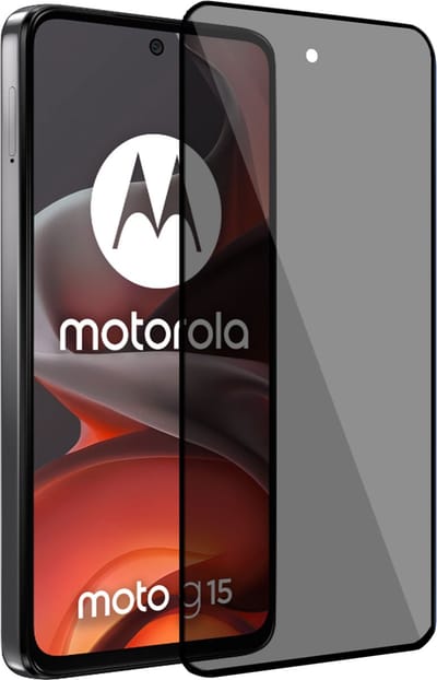 Geschikt voor Motorola Moto G15 / G05 / E15 - Privacy Screenprotector - Beschermglas - Privé GuardCover