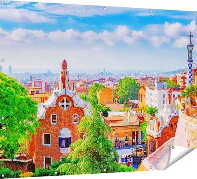 Gards Tuinposter Park G�ell in Barcelona - Kleurrijk - 160x120 cm - Tuindoek - Tuindecoratie - Wanddecoratie buiten - Tuinschilderij