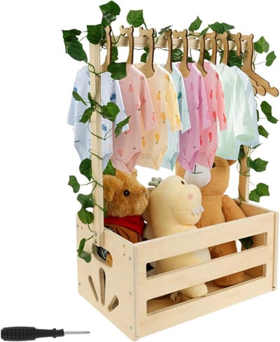 DailySupplies® Kraammand - Geboortemand met Knuffel - Kraamcadeau Meisje - Hout Bruin