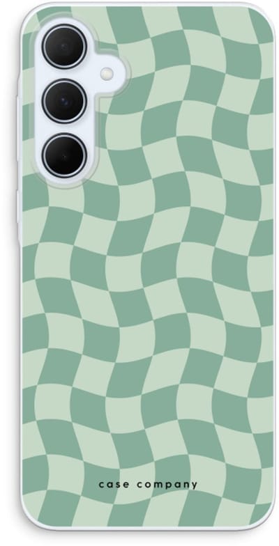 Case Company® - Hoesje geschikt voor Samsung Galaxy A35 hoesje - Grid Groen - Soft Cover Telefoonhoesje - Bescherming aan alle Kanten en Schermrand