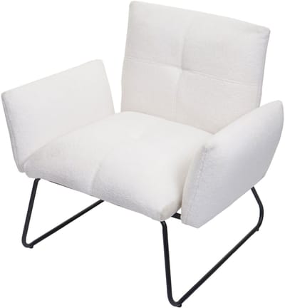 Lounge fauteuil MCW-K34, cocktail fauteuil, bouclé stof/textiel MVG-gecertificeerd ~ wit