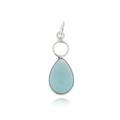 SilverGems Zilveren hangers met druppelvormige facet geslepen blauwe Chalcedoon edelsteen