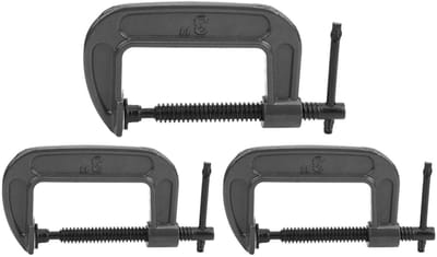 JHUBERS- F-clamp 3Pcs - C-klem - Houtbewerking - Malleabel gietijzer - Schokbestendig - Max opening 90mm