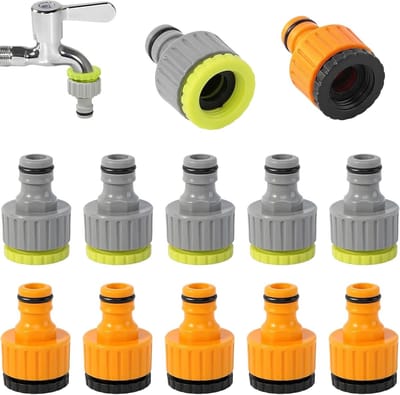 12 Stuks 2-in-1 Slangkoppeling voor Tuinslangen, Kunststof Kraanverbinder met Schroefdraad, Ideaal voor Tuinirrigatie en Slangaansluitingen
