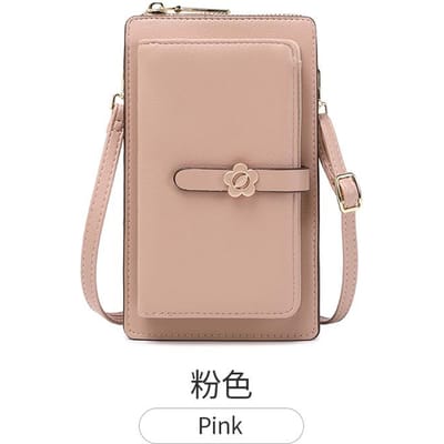 MIYIN Dames Zacht Leer Touchscreen Telefoon Tas Bloemen Decoratie Multifunctioneel Grote Capaciteit Crossbody Tas Portemonnee beige