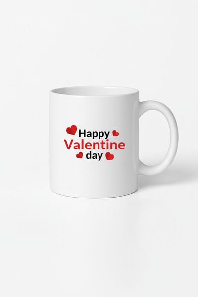 Valentijn Mok Happy Valentine Day met Hartjes | Romantisch Cadeau voor Liefde & Valentijnsdag