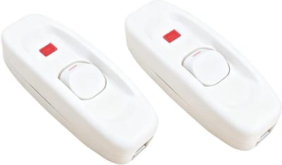 Snoerschakelaar met lampje - Lijnschakelaar Aderschakelaar - Apparaten Bediening - Rood controlelampje - 10A 230V - Wit