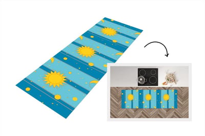 Keukenloper - Loper keuken - Zon - Maan - Design - 150x50 cm - Keukenloper vinyl