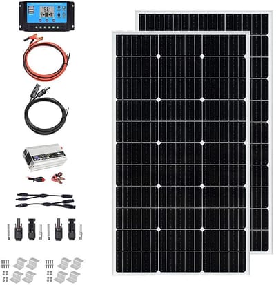 Zonnepaneel set - Energie opwekken - Off-grid leven - Inclusief regelaar - 200 Watt - Zwart