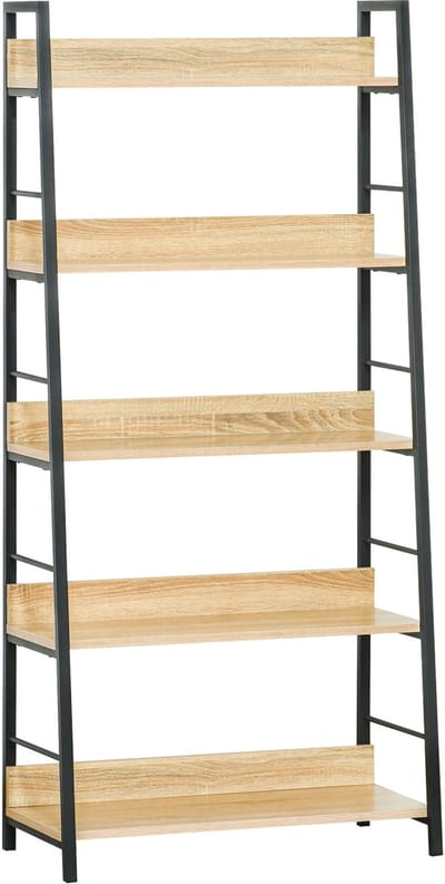 HOMCOM-Boekenplank-Hout-70x35x149.5cm-Beige