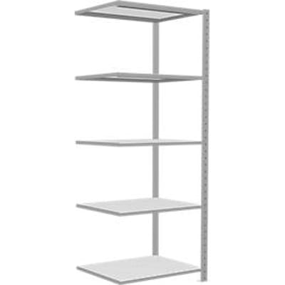 Schulte Lagertechnik MultiPlus250 rekkensysteem zonder schroeven, aanbouwrek, 5 legborden, dwarsverbindingen, B 750 x D 600 x H 2000 mm, lichtgrijs RAL 7035