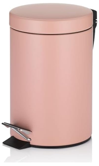 Cosmetica-emmer 3L met pedaal, rosé - Uitneembare binnenemmer, Silent-Close, rond, metaal/kunststof