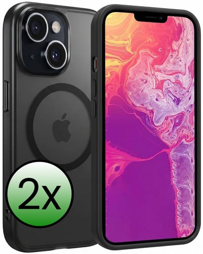 Hoesje 2 Stuks - Geschikt voor Apple iPhone 14 - Magsafe Compatible - Sterk & Shockproof - Back Cover - Shock Proof Case - Telefoon Hoes - Zwart