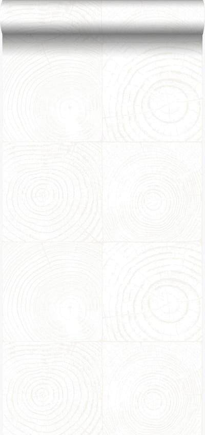 Origin Wallcoverings behang dwarsdoorsnede boomstam wit en zilver - 347543 - 53 cm x 10,05 m