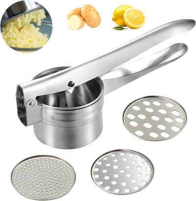 Ricer Masher, multifunctionele professionele Masher voor babyvoeding, groente, puree, fruitpers, 304 roestvrij staal, met 3 vervangbare zeef voor fijne, gemiddelde, grove rijst