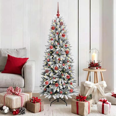 vidaXL - Kunstkerstboom - Wit - 150 - cm - PVC - en - plastic - en - staal - en - PE