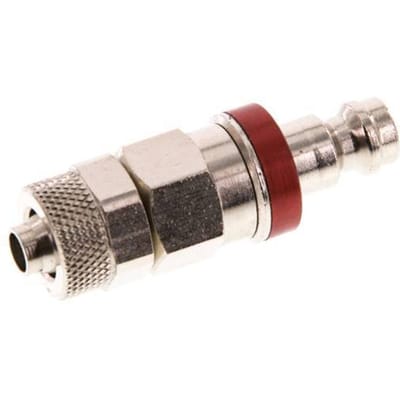 Vernikkeld Messing DN 5 Rood Luchtkoppeling Insteeknippel 6x8 mm Push-On Double Shut-Off - CLP5-N-BN-RED-SV-6