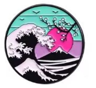 Pin Broche - enamel pin - kledingspeld - Kanagawa roze
