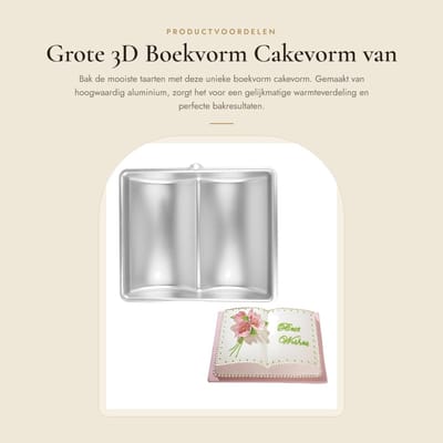 Dailygoods- Boekvorm Bakvorm - Aluminium - Antislip - 3D Cakevorm - 10,6 Inch - Goede Warmteoverdracht - Praktisch Bakaccessoire