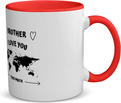 Akyol - brother i love you this much koffiemok - theemok - rood - Broer - geweldige broer - liefste broer - verjaardag - cadeau - kado - bedankje - geschenk - 350 ML inhoud