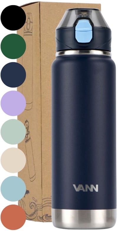 VANN® RVS Drinkfles met rietje 750 ML voor volwassenen - Bidon met rietje - sportfles 24 uur koud/12 uur warm - Deep water - VANN ACTIVATE BOTTLE