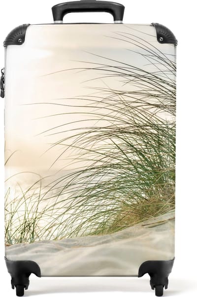 NoBoringSuitcases.com - Koffer strand wit - Past binnen 55x40x20 cm en 55x35x25 cm - Reistas - Trolley handbagage - Valiezen met wieltjes volwassenen - Witte weekendtas - Fotokoffer - Reiskoffer op wielen - Rolkoffer lichtgewicht - Vakantie artikelen