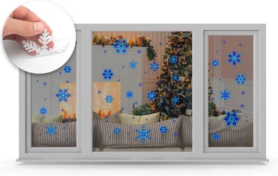 Q2P - Kerst Raamstickers - Blauwe Sneeuwvlokken - Sneeuwvlok - Blauw - Raamdecoratie - Stickers - Raamversiering - Kerst – 110 Stuks