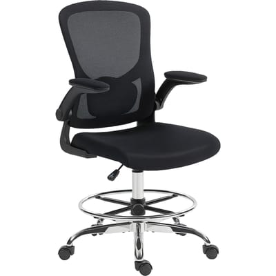 HOMCOM stoel Ergonomisch bureau met 4D lendensteun, bureaustoel, verstelbare armleuningen en voetsteunen, mesh tekenstoel, verstelbare en draaibare hoogte.