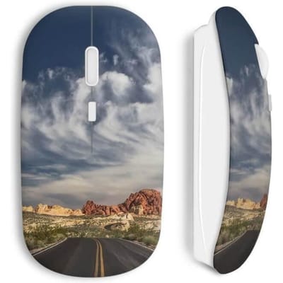 Souris sans Fil - MANIACASE - US road - Clé USB wifi incluse - Compatible Mac et PC - Blanc