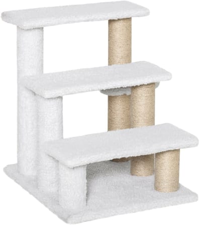 Wishdor - Kattenkrabpaal - hout - meerdere niveaus met ligplateaus - wit