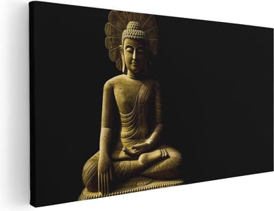 Artaza Canvas Schilderij Boeddha - 40x20 cm - Klein - Wanddecoratie Spiritueel - Muurdecoratie Woonkamer - Schilderijen Op Canvas
