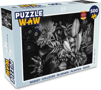 Puzzel Boeket - Stilleven - Bloemen - Planten - Rood - Legpuzzel - Puzzel 500 stukjes