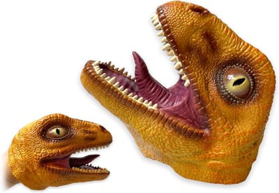 Hand Puppet - Tyrannosaurus speelgoed handpop - rubber Realistic - dinosaurus speelgoed puppet bruin