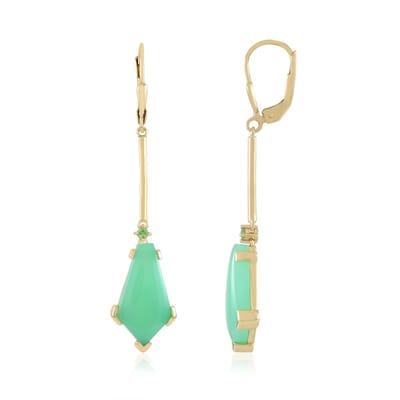 Cavill - Zilveren Vergulde Oorbellen - 9 ct Braziliaanse Chrysopraas & Keniaanse Tsavoriet 0,072 ct - Elegante 55 mm Handgemaakte Sieraden