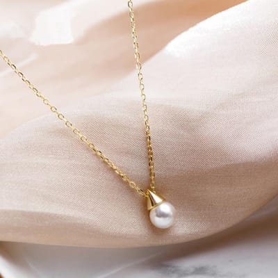 925 Sterling Zilver Eenvoudige Parel Driehoek Bol Hanger Ketting Vrouwen Trouwjurk Sieraden Accessoires Verjaardagscadeau goud