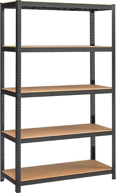 FurnStar - Opbergrek - 5 Planken - Monteren zonder schroeven - 875 kg - 200x120x60cm - Zwart