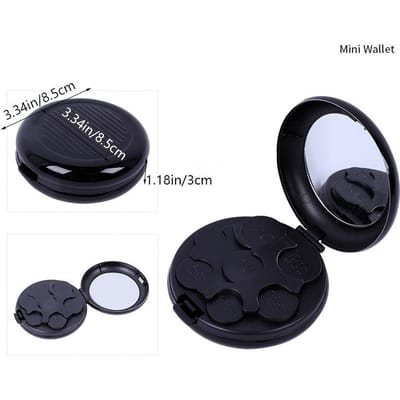 1 pièce Boîte de rangement pour pièces Euro avec miroir Voyage Portable Alliage d'aluminium Rond Portefeuille pour pièces Euro