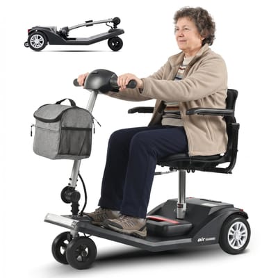 Sweetrich AIR CLASSIC Scootmobiel – 360° Draaibare Stoel – Verstelbare Zithoogte – 20 km Actieradius – Opvouwbaar – 120 kg – Zwart