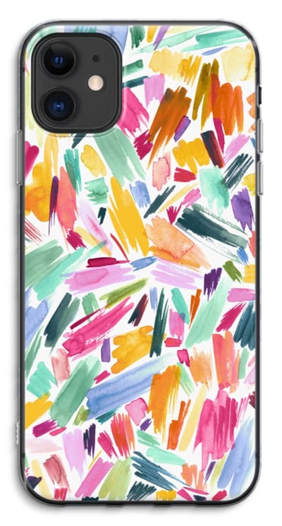 Case Company® - Hoesje geschikt voor iPhone 11 hoesje - Watercolor Brushstrokes - Soft Cover Telefoonhoesje - Bescherming aan alle Kanten en Schermrand